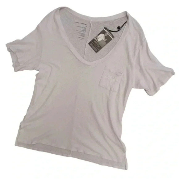 good hYOUman Tops - Good Hyouman Week End Pale Pink Cotton V Neck T Shirt Size Medium